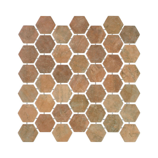 Verismo Mattone 2-Inch Hexagon Recycled Glass Mosaic Tile Euro Glass