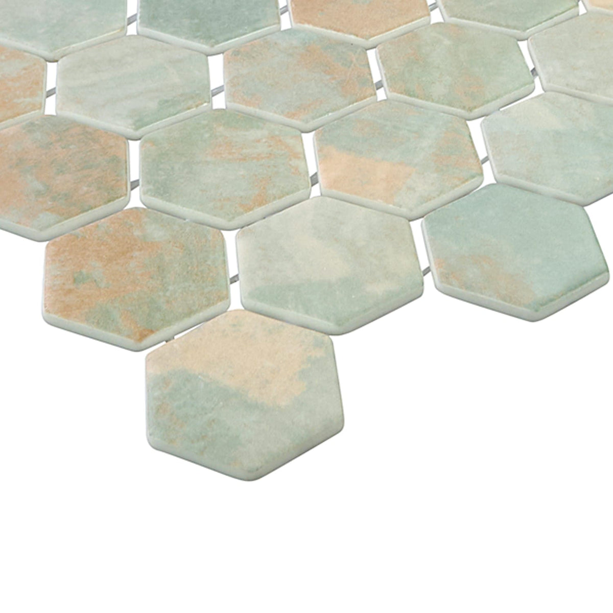 Verismo Ossida 2-Inch Hexagon Recycled Glass Mosaic Tile Euro Glass