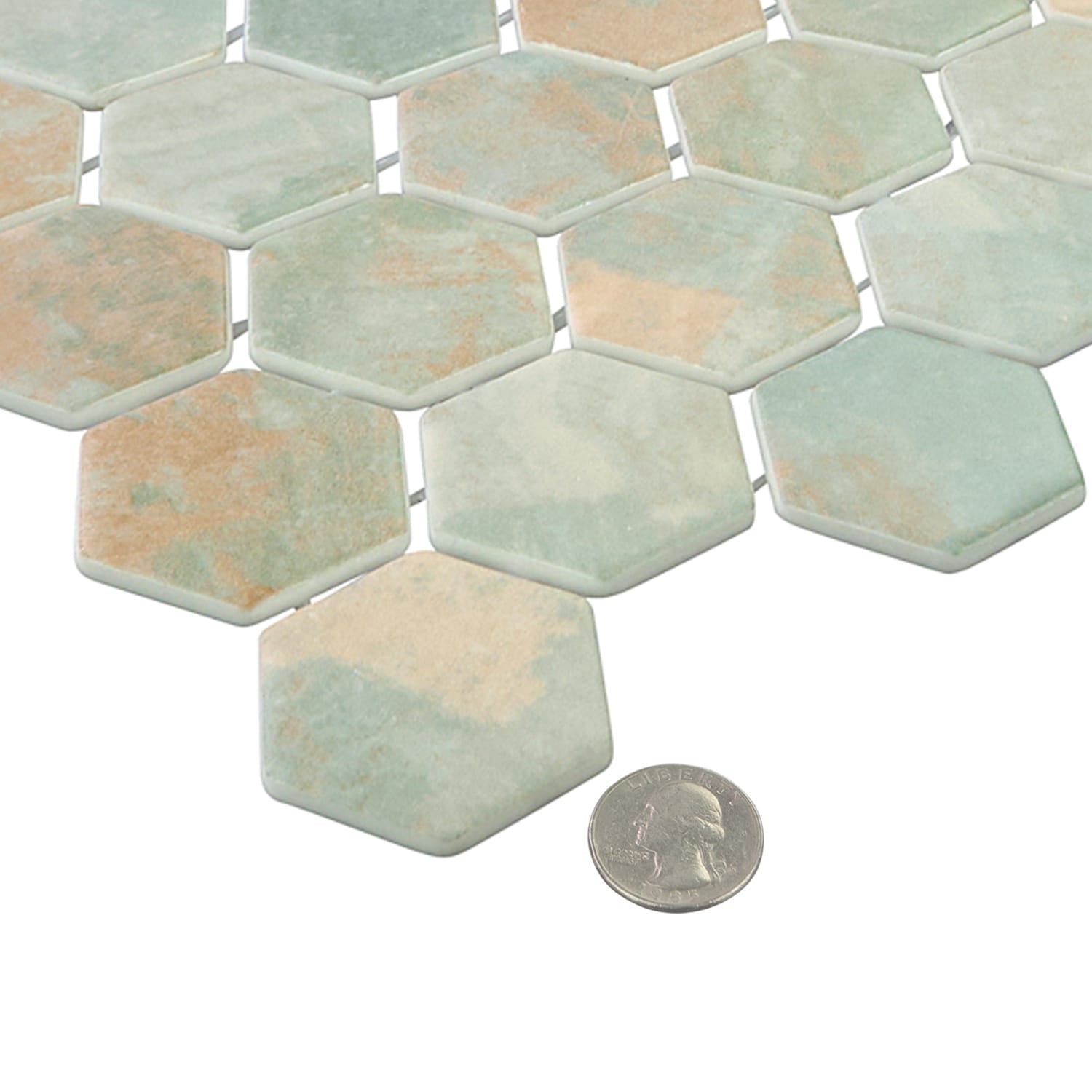 Verismo Ossida 2-Inch Hexagon Recycled Glass Mosaic Tile Euro Glass