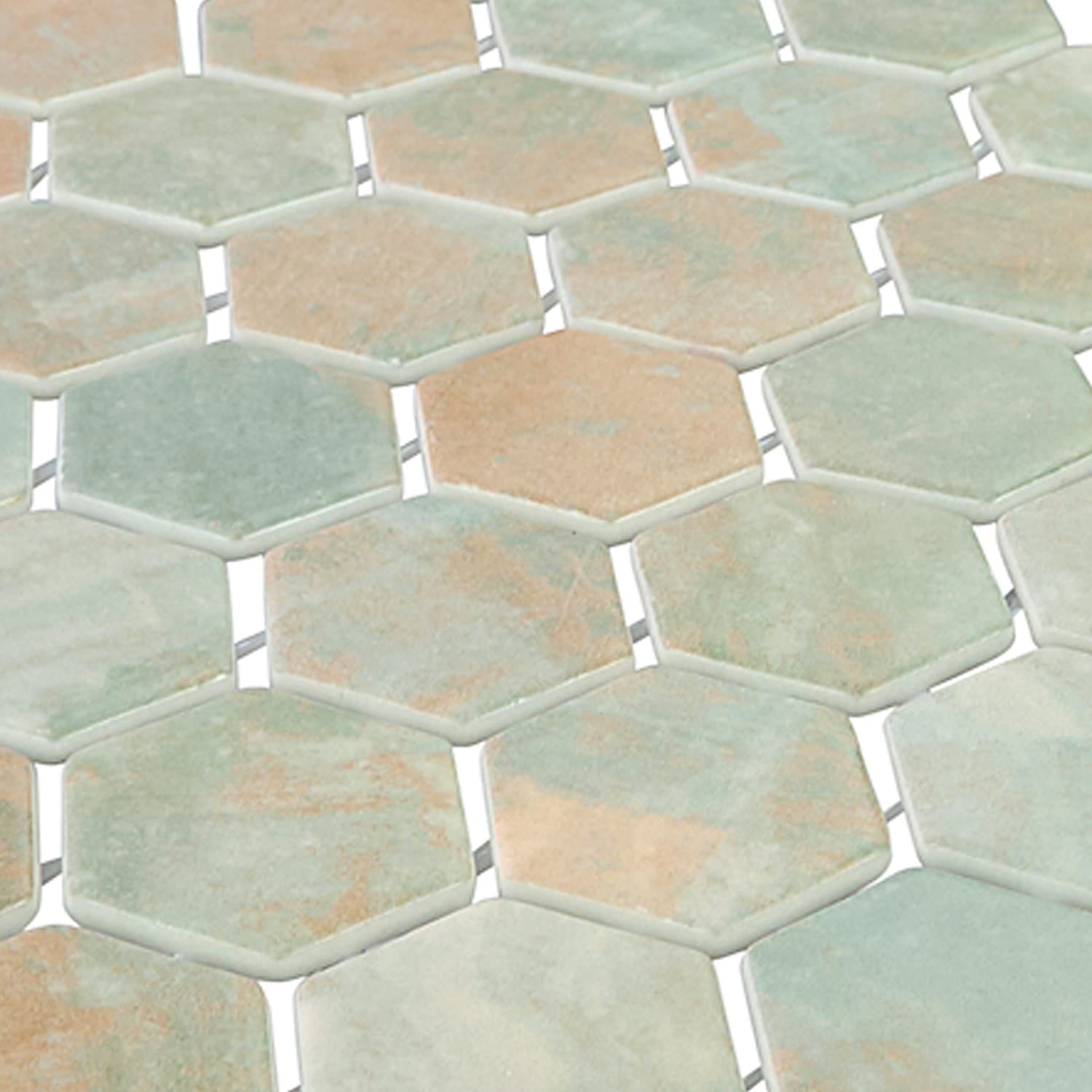 Verismo Ossida 2-Inch Hexagon Recycled Glass Mosaic Tile Euro Glass