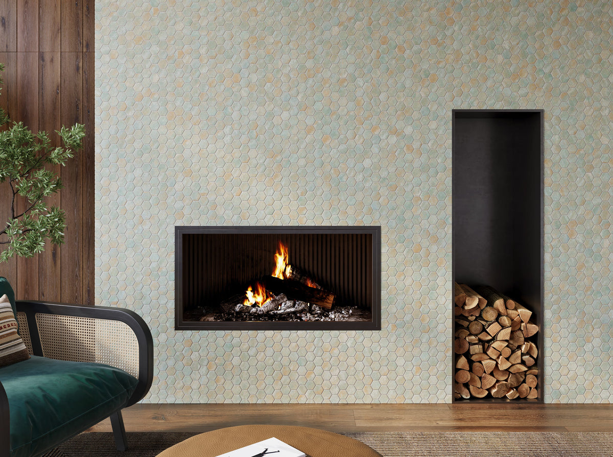 Verismo Ossida 2-Inch Hexagon Recycled Glass Mosaic Tile Euro Glass