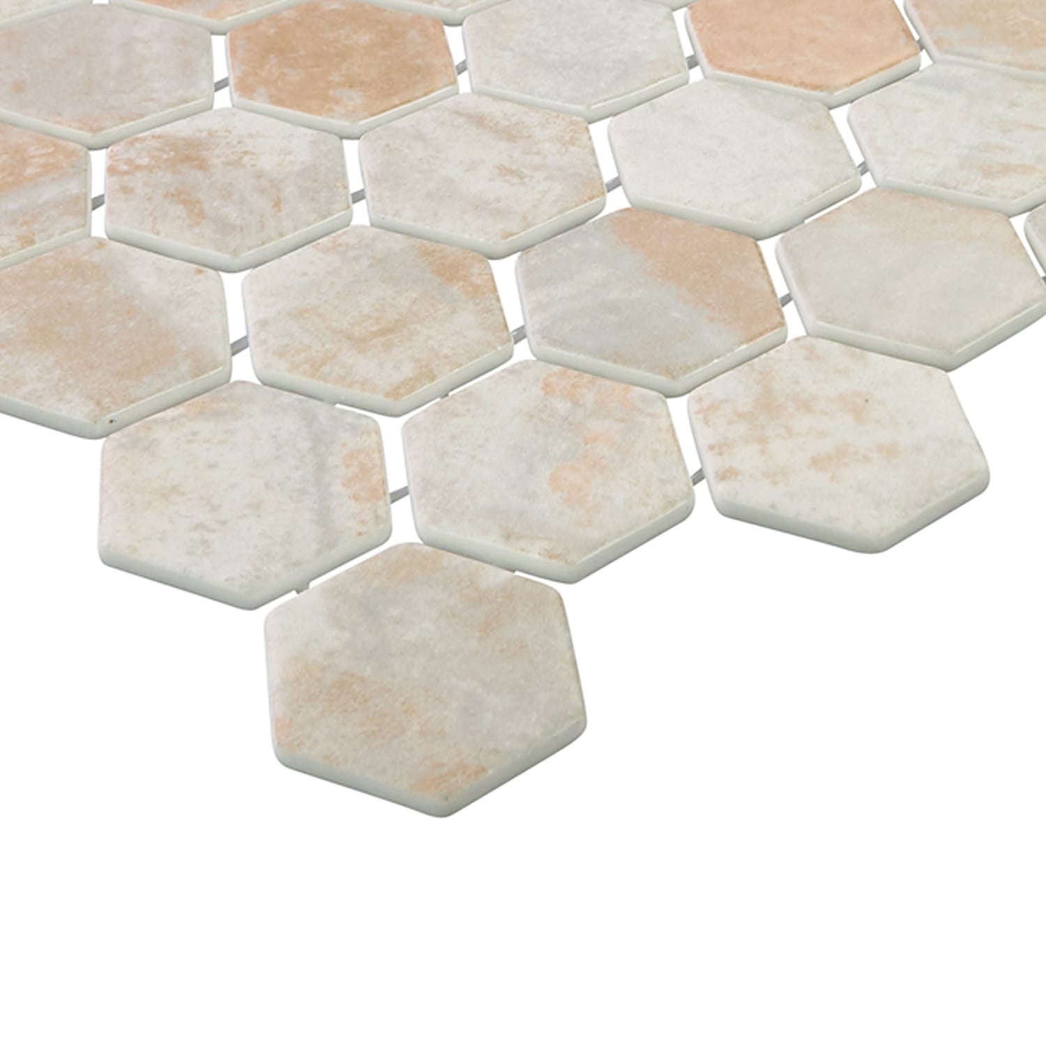 Verismo Sepia 2-Inch Hexagon Recycled Glass Mosaic Tile Euro Glass