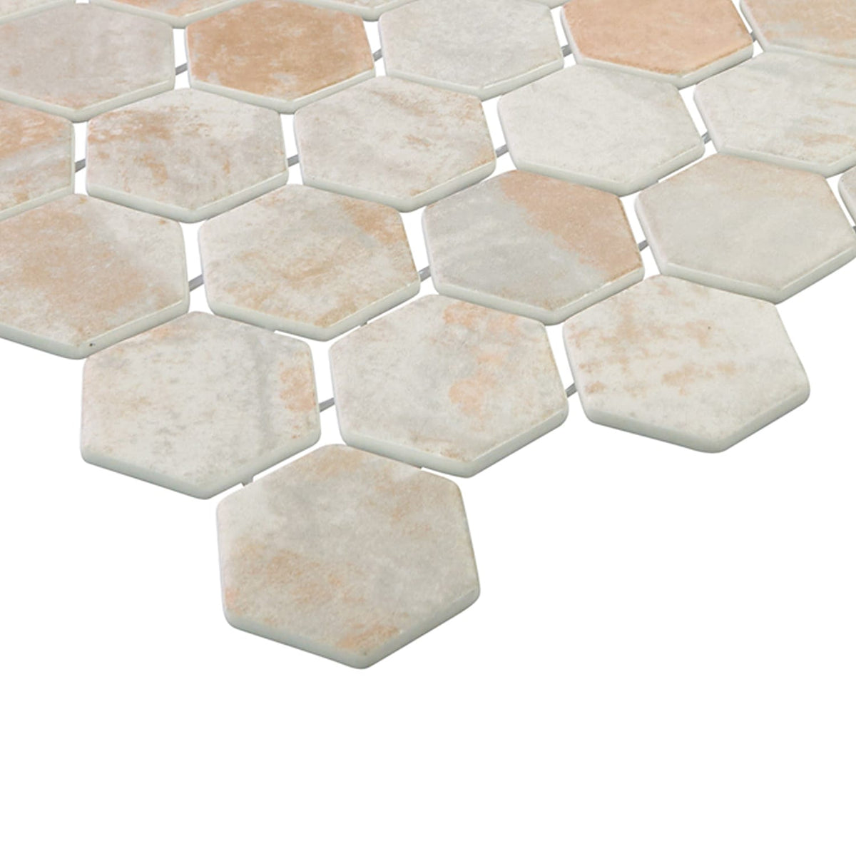 Verismo Sepia 2-Inch Hexagon Recycled Glass Mosaic Tile Euro Glass