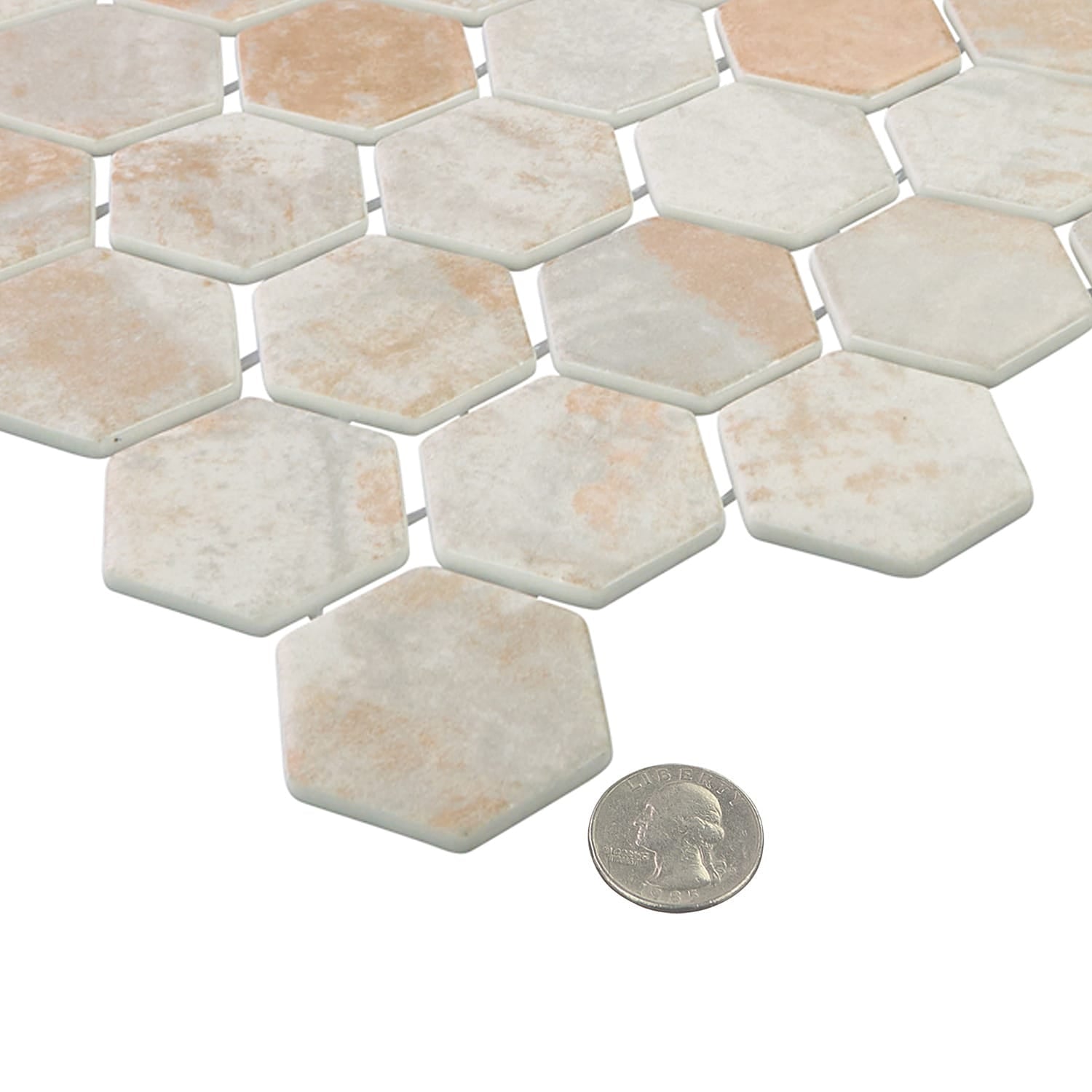 Verismo Sepia 2-Inch Hexagon Recycled Glass Mosaic Tile Euro Glass