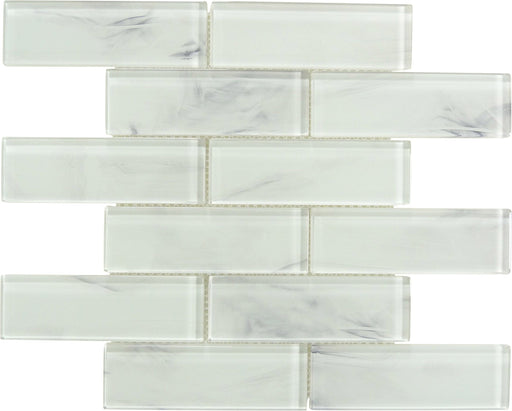 Victorian Icon Balmoral White 2x6 Glossy Glass Tile Euro Glass
