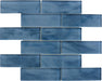 Victorian Icon Rococo Sea Blue 2x6 Glossy Glass Tile Euro Glass