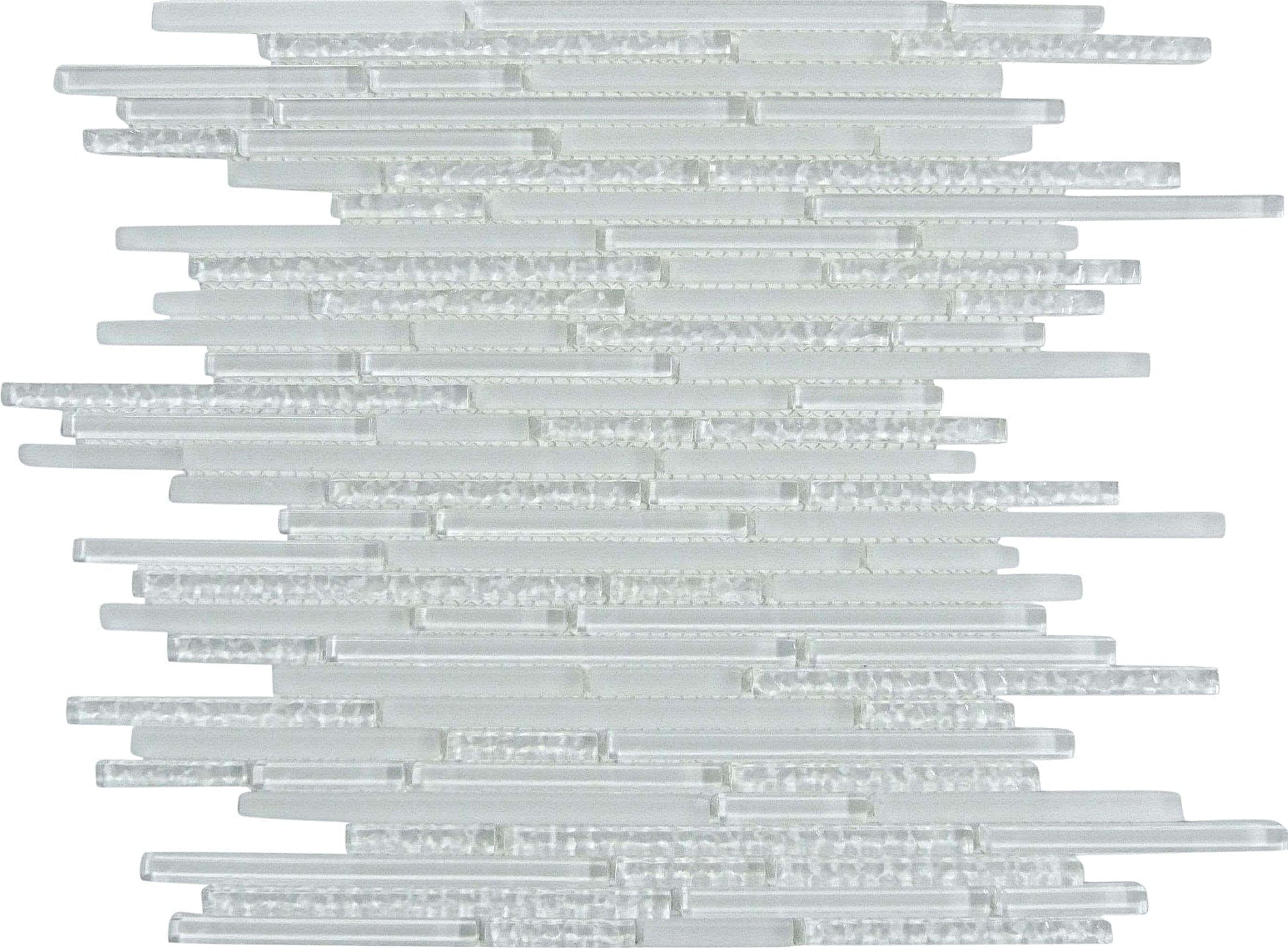 Bright White Random Bricks Glossy and Frosted Glass Tile Euro Glass