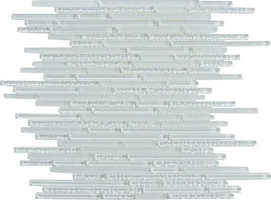 Bright White Random Bricks Glossy and Frosted Glass Tile Euro Glass