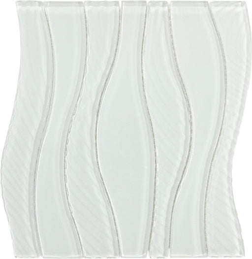 White Rose Waterfall Wave Glossy Glass Tile Euro Glass