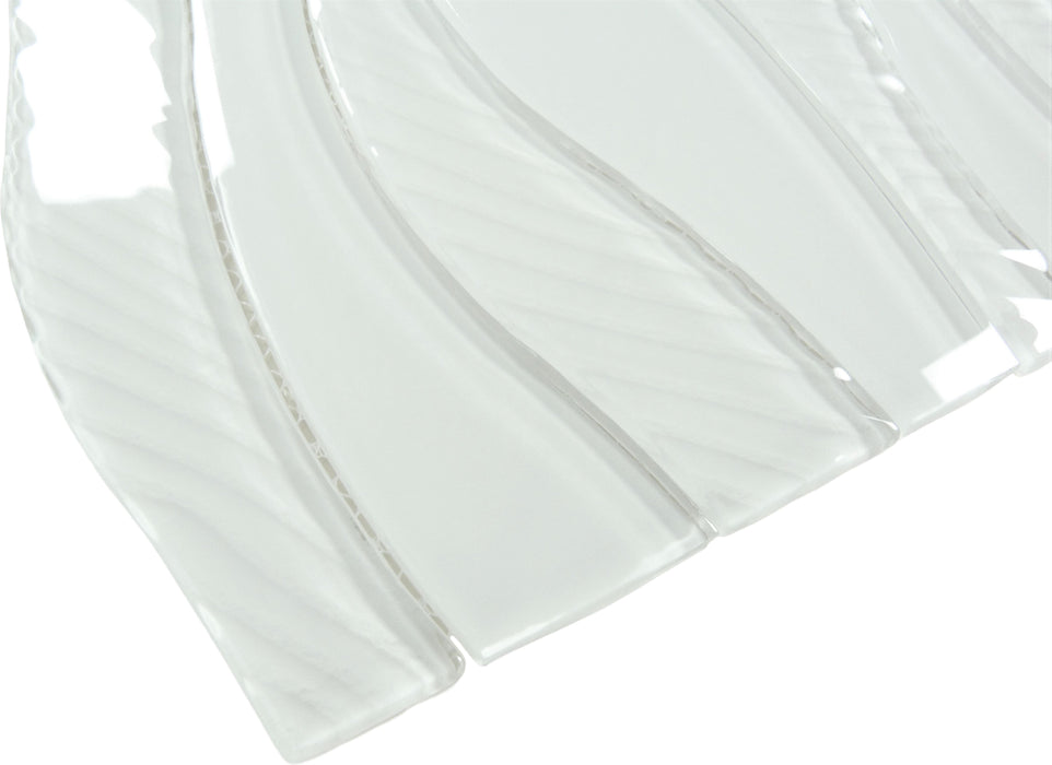 White Rose Waterfall Wave Glossy Glass Tile Euro Glass