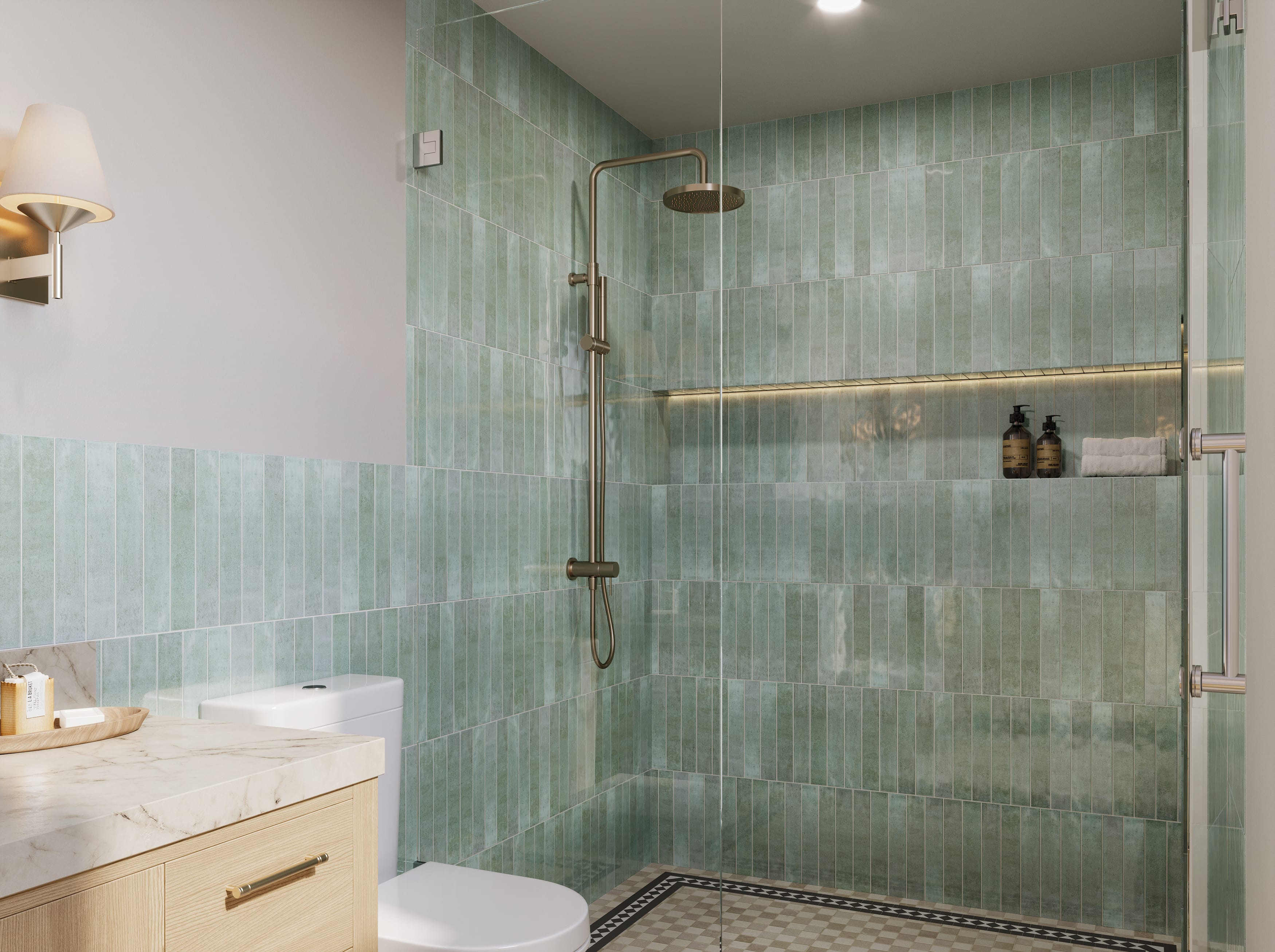 Xenia Verdoro 2 x 12 Glossy Ceramic Tile Euro Glass