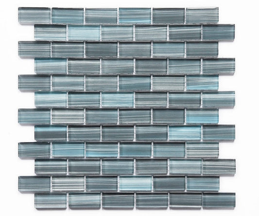 Crystal Aba Gray 1x2 Glass Tile Fusion