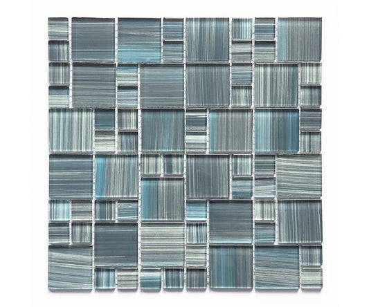Crystal Aba Gray Multi Size Glass Tile Fusion