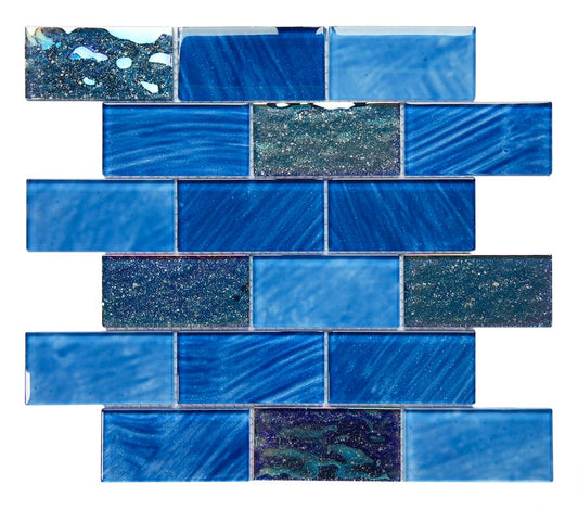 Crystal Amazon Porto Blue 2x4 Glass Tile Fusion