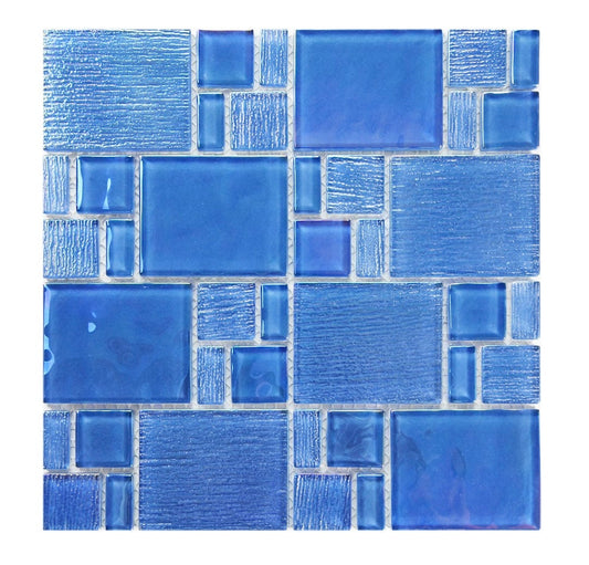 Crystal Kripton Blue Multi Size Glass Tile Fusion
