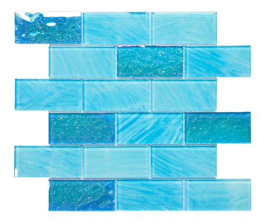Crystal  Maldives Green 2x4 Glass Tile Fusion