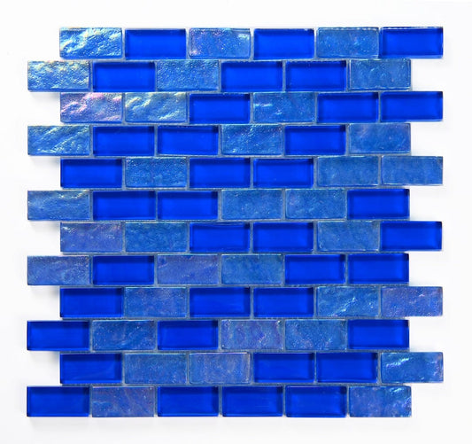 Crystal Osaka Deep Blue 1x2 Glass Tile Fusion