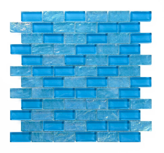 Crystal Osaka Sky Blue 1x2 Glass Tile Fusion