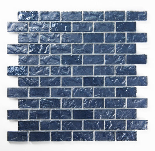 Crystal Soho Black 1x2 Glass Tile Fusion