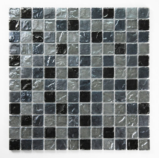 Crystal Soho Gray Blend 1x1 Glass Tile Fusion