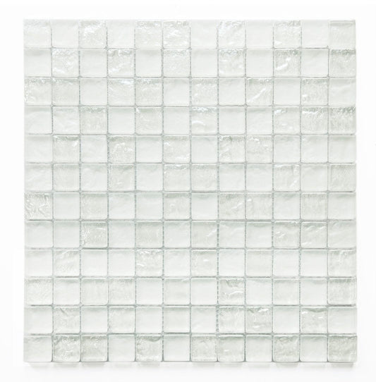 Crystal Soho White 1x1 Glass Tile Fusion