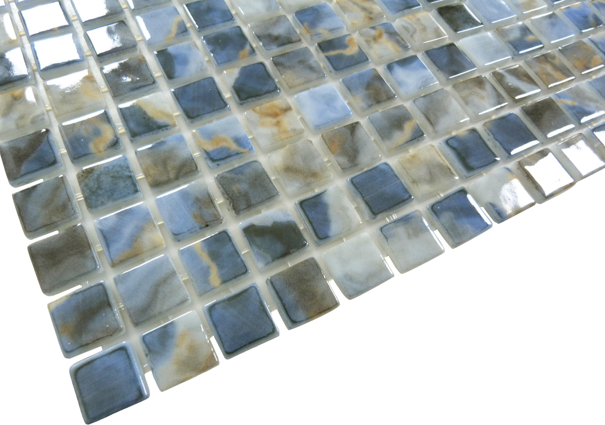 Quattro Monte Carlo Blue 1x1 Glossy Glass Tile Fusion