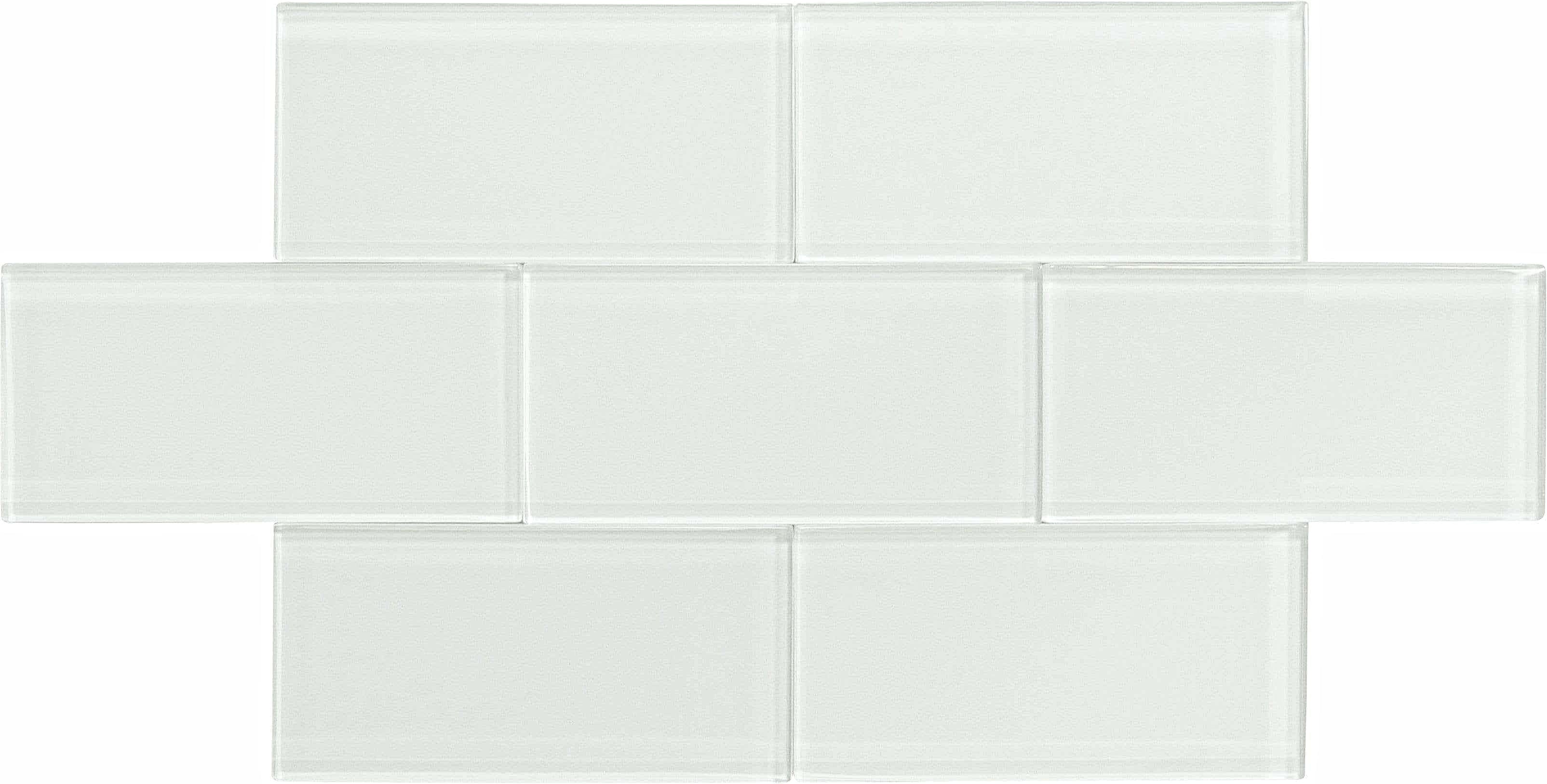 Ice Block White 3x6 Glossy Glass Subway Tile Horizon Tile