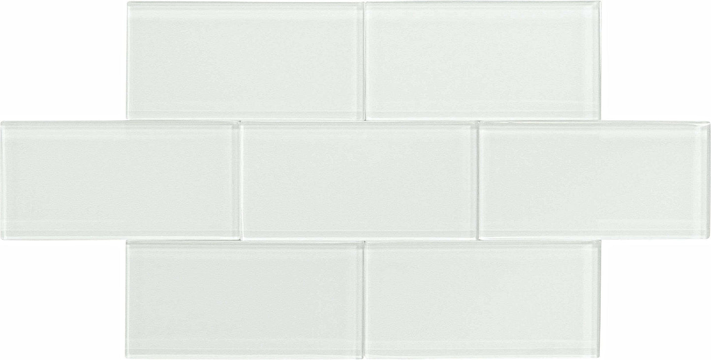 Ice Block White 3x6 Glossy Glass Subway Tile Horizon Tile