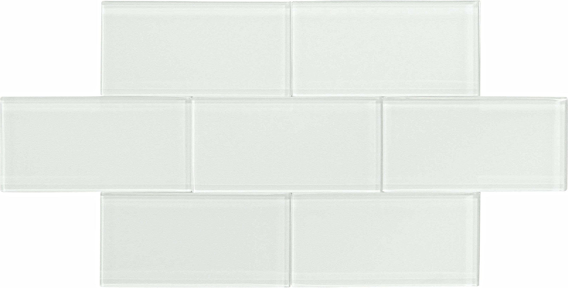 Ice Block White 3x6 Glossy Glass Subway Tile Horizon Tile