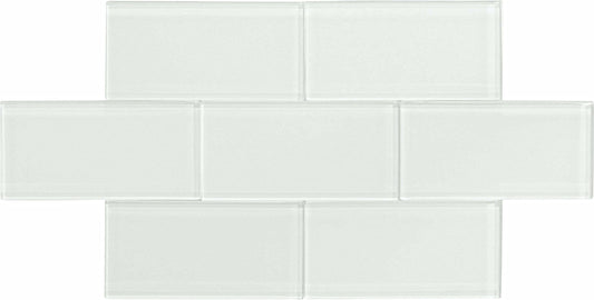 Ice Block White 3x6 Glossy Glass Subway Tile Horizon Tile