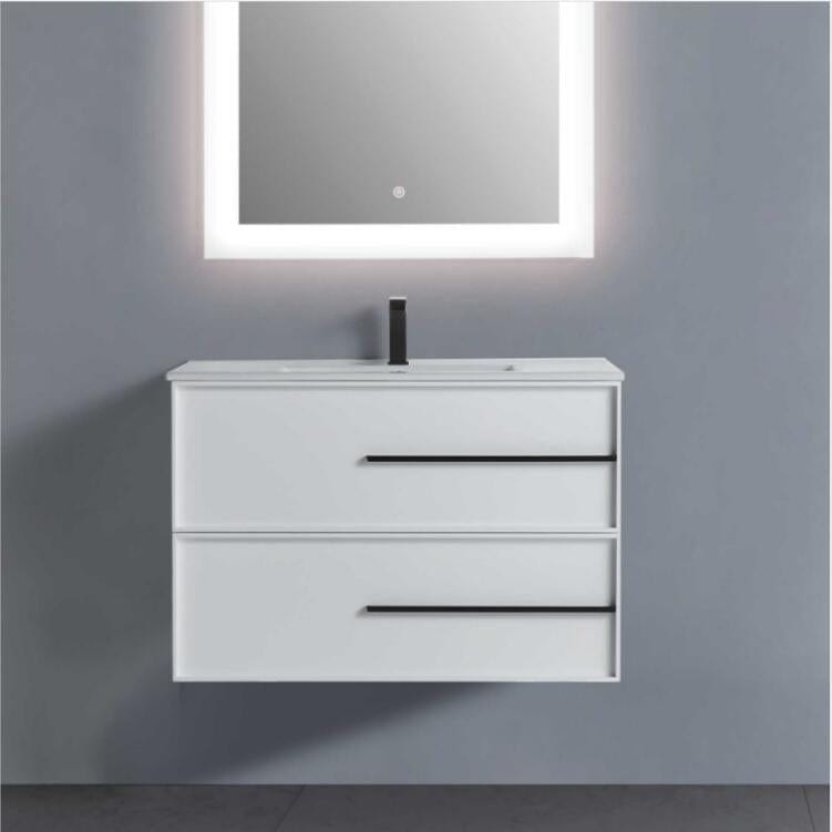 Cecelia 30" White Wall Mount Single Sink Vanity with Cultured Marble Vanity Top Horizon Tile