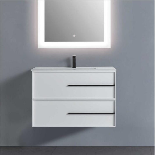 Cecelia 30" White Wall Mount Single Sink Vanity with Cultured Marble Vanity Top Horizon Tile