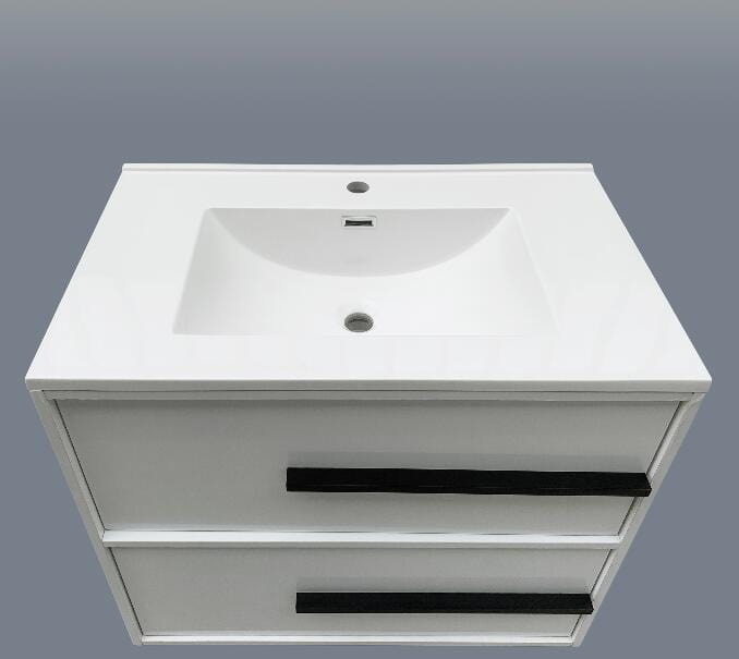 Cecelia 30" White Wall Mount Single Sink Vanity with Cultured Marble Vanity Top Horizon Tile