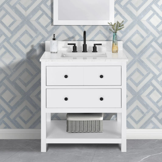 Encino 30" Single Vanity With Carrara Engineered Stone Top Horizon Tile