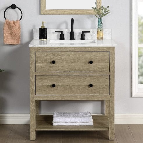 Encino 30" Vanity Combo Light Oak with Carrara White Engineered Stone Top Horizon Tile