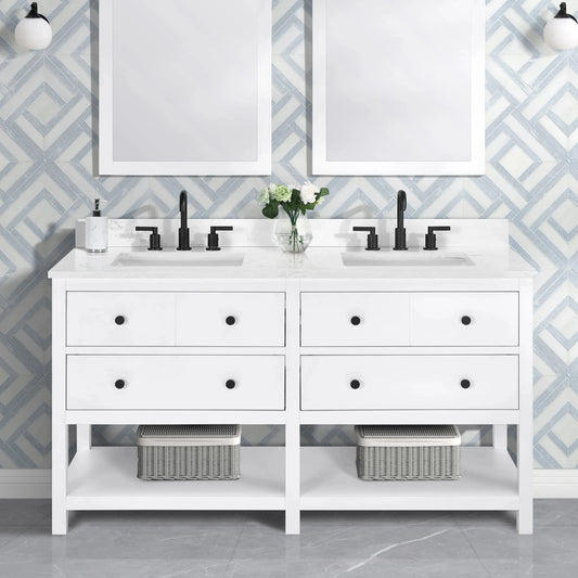 Encino 60" Single Vanity With Carrara Engineered Stone Top Horizon Tile