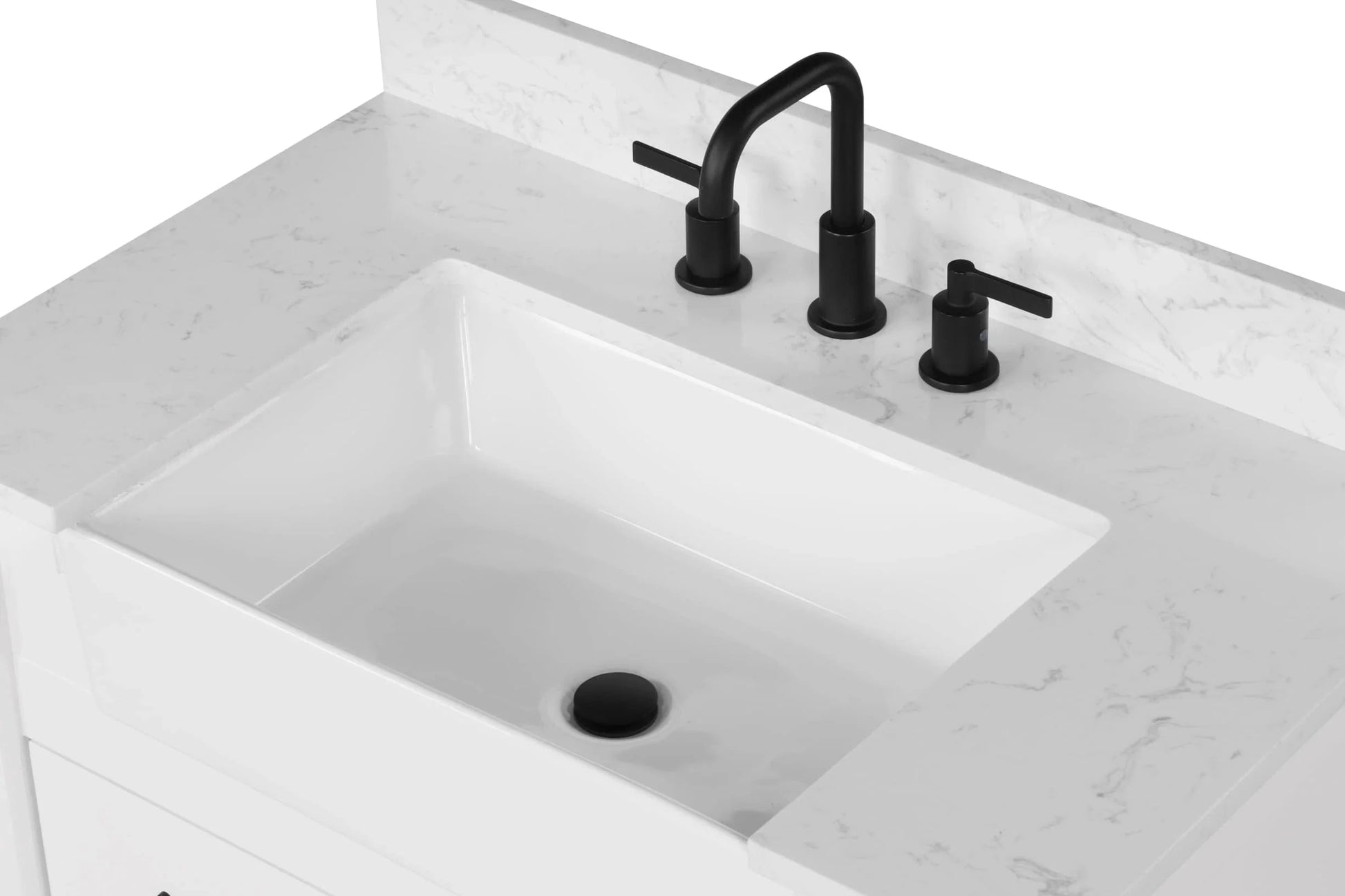 Farmington 36" White Open Shelf Vanity Set with Carrara Marble Top Horizon Tile