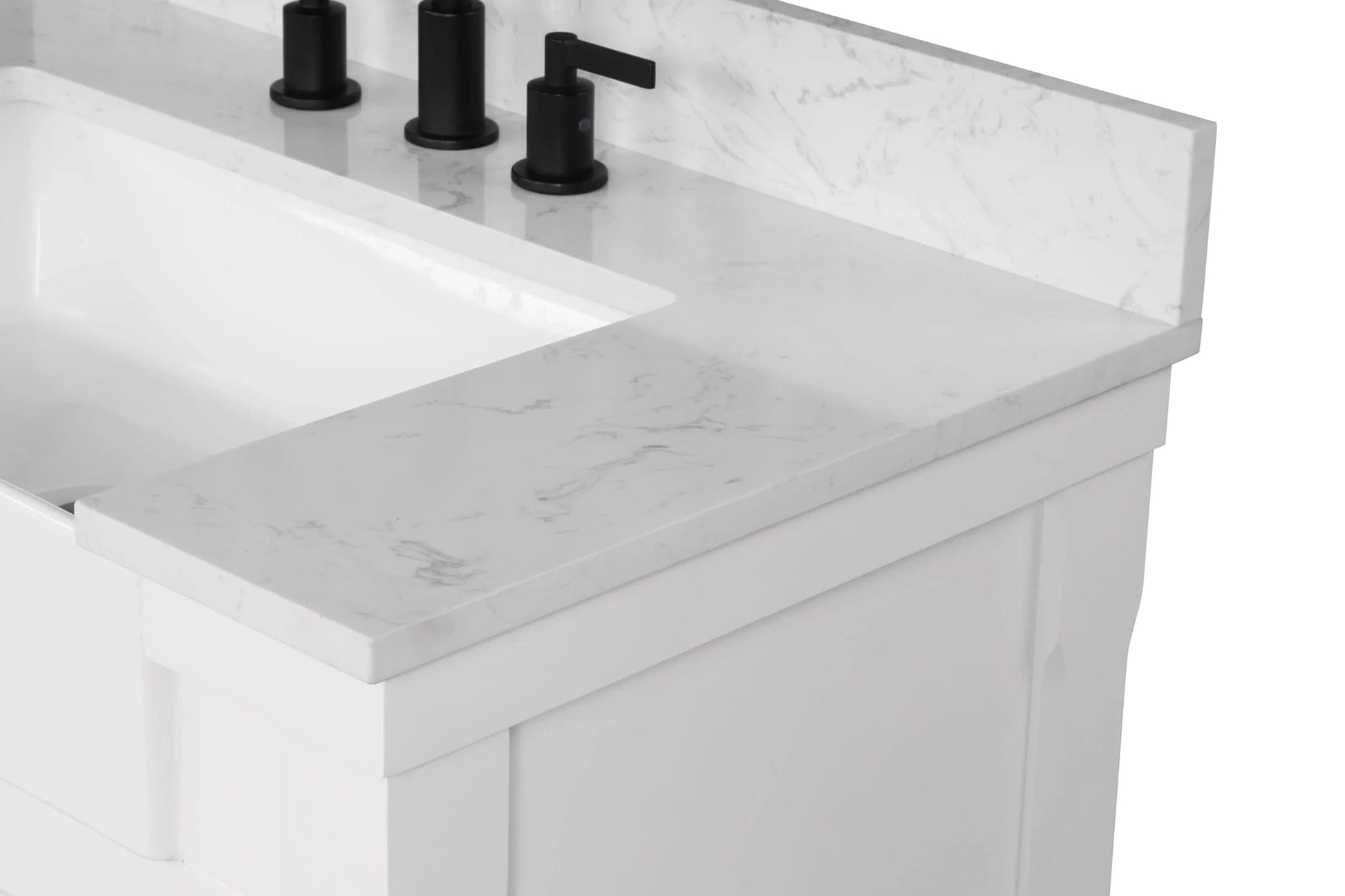 Farmington 36" White Open Shelf Vanity Set with Carrara Marble Top Horizon Tile