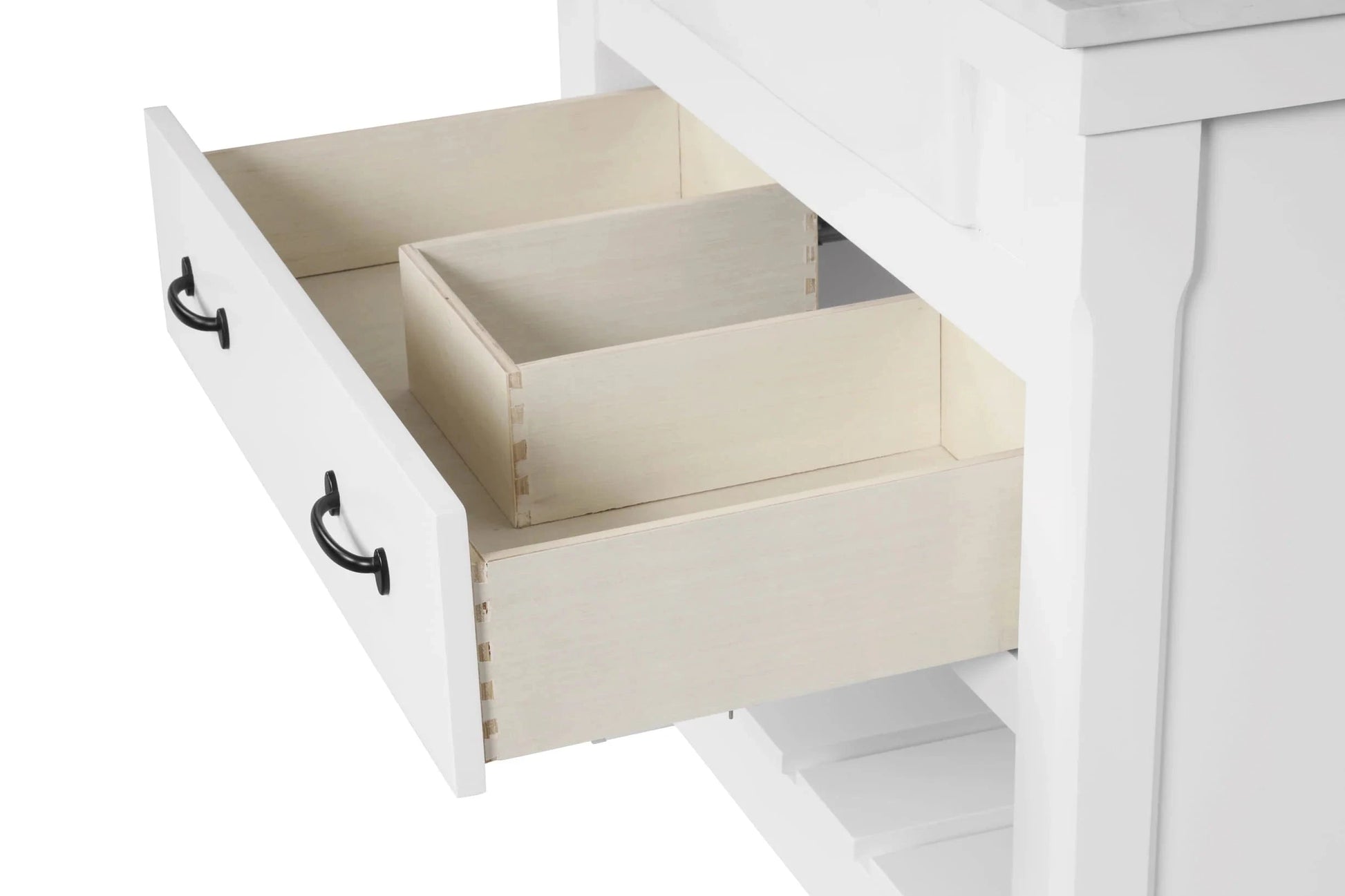 Farmington 36" White Open Shelf Vanity Set with Carrara Marble Top Horizon Tile