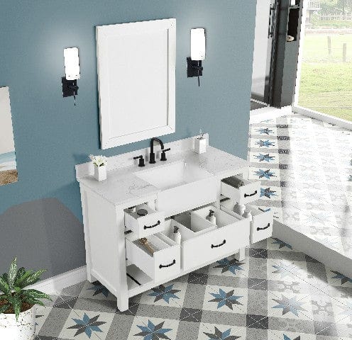 Farmington 48" White Single Sink Vanity with Engineered Stone Vanity Top Horizon Tile