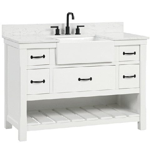 Farmington 48" White Single Sink Vanity with Engineered Stone Vanity Top Horizon Tile