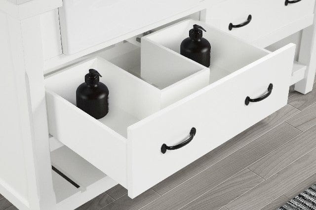Farmington 60" White Vanity Combo with Authentic Italian Carrara Marble Top Horizon Tile