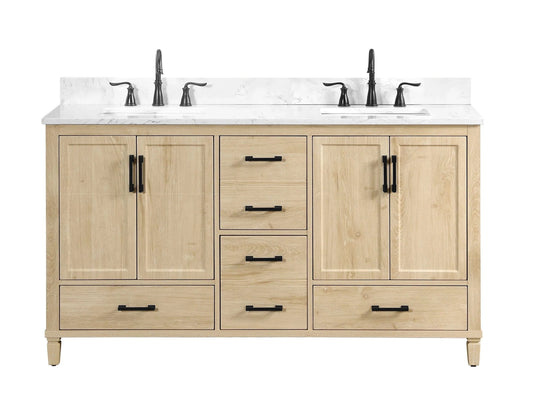 Hardin 60" Single Vanity With Carrara white Engineered Stone Top Horizon Tile