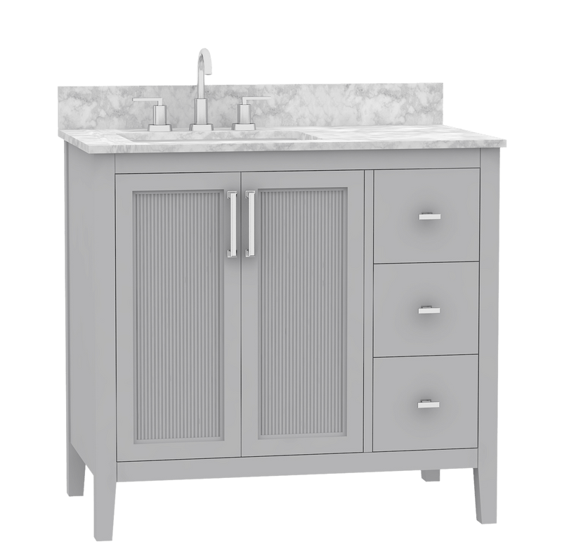 Hollister 36" Light Gray Vanity Combo with Sintered Stone Top Horizon Tile