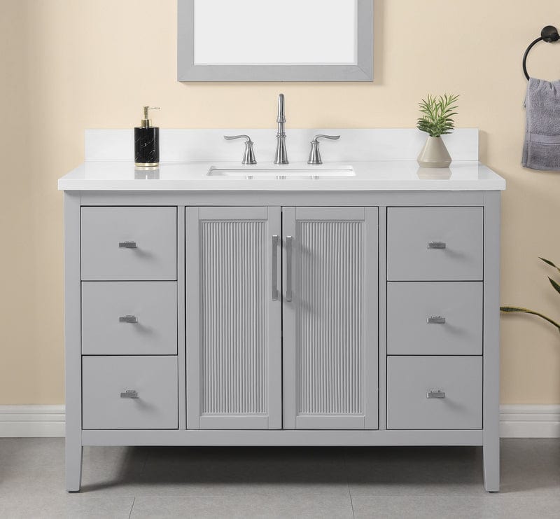 Hollister 48" Light Gray Vanity Combo with Sintered Stone Top Horizon Tile