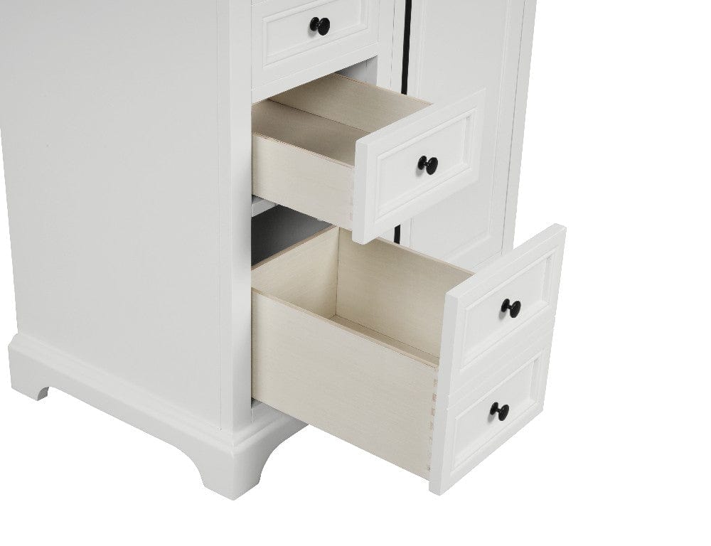Icon 36" White Single Sink Bathroom Vanity with Carrara Marble Vanity Top Horizon Tile