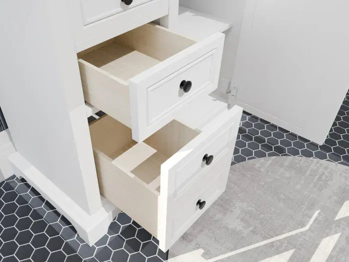 OasisTile Averra 36" White Single Sink Bathroom Vanity with Carrara Marble Vanity Top Horizon Tile