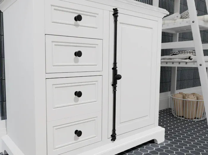 OasisTile Averra 36" White Single Sink Bathroom Vanity with Carrara Marble Vanity Top Horizon Tile