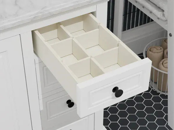 OasisTile Averra 48" White Single Sink Bathroom Vanity with Carrara Marble Vanity Top Horizon Tile