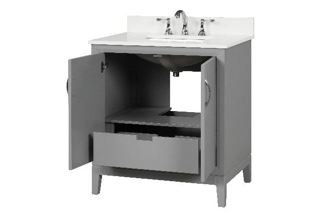 Luton 30" Light Gray Vanity Combo with Snow White Quartz Top Horizon Tile